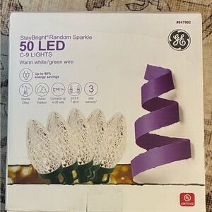 StayBright 50 LED C-9 Lights with Green Wire